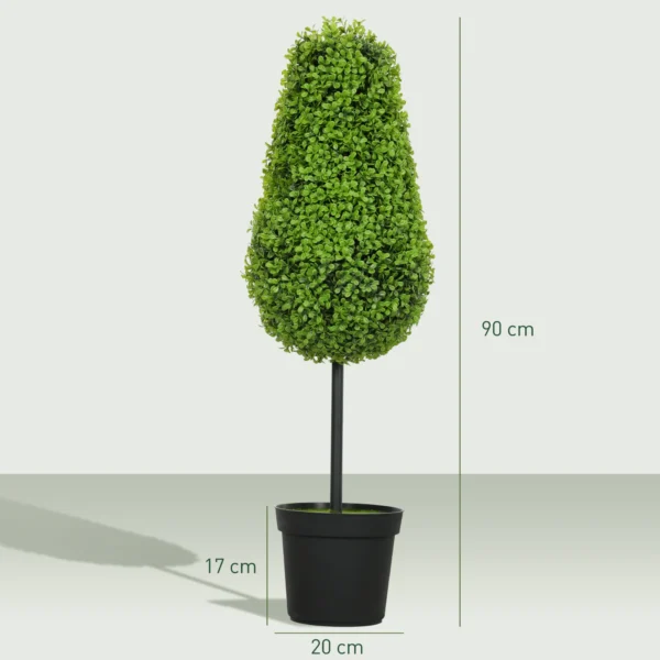 Set van 2 kunstmatige buxus 90cm kunstplant in traanvorm, plastic kunstmatige planten in pot moderne decoratie 4
