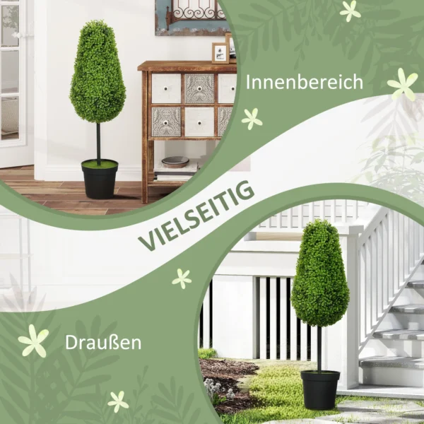 Set van 2 kunstmatige buxus 90cm kunstplant in traanvorm, plastic kunstmatige planten in pot moderne decoratie 6