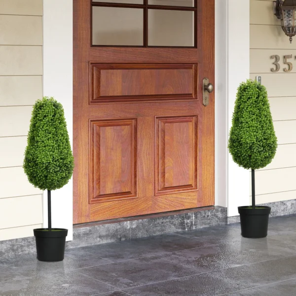 Set van 2 kunstmatige buxus 90cm kunstplant in traanvorm, plastic kunstmatige planten in pot moderne decoratie 8