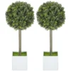 Set van 2 kunstmatige buxusvormige ballen 45cm kunstplant, plastic kunstmatige planten in pot 1