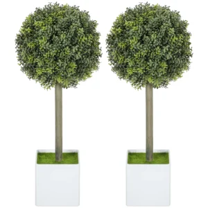 Set van 2 kunstmatige buxusvormige ballen 45cm kunstplant, plastic kunstmatige planten in pot 1