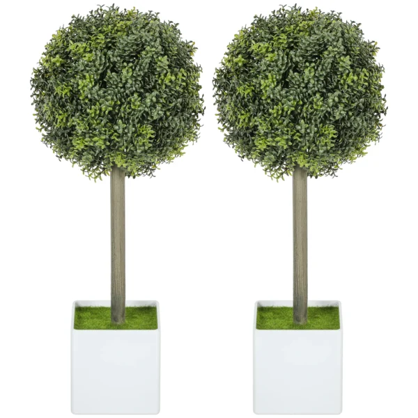 Set van 2 kunstmatige buxusvormige ballen 45cm kunstplant, plastic kunstmatige planten in pot 1