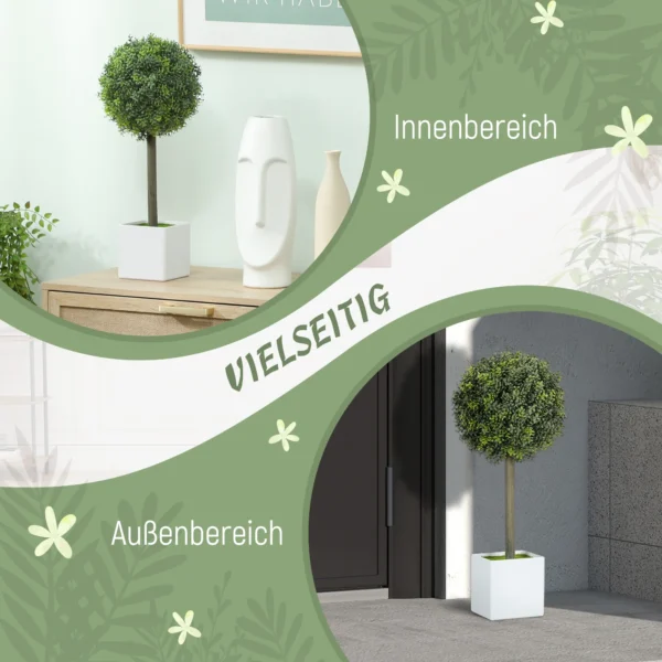 Set van 2 kunstmatige buxusvormige ballen 45cm kunstplant, plastic kunstmatige planten in pot 6