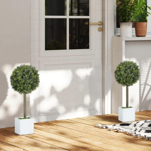 Set van 2 kunstmatige buxusvormige ballen 45cm kunstplant, plastic kunstmatige planten in pot 8