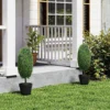 Set van 2 kunstmatige planten, uv bestendige kunstbomen in pot, kunststof, cement, groen 2