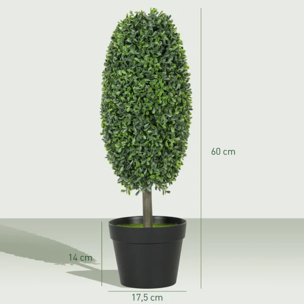 Set van 2 kunstmatige planten, uv bestendige kunstbomen in pot, kunststof, cement, groen 4