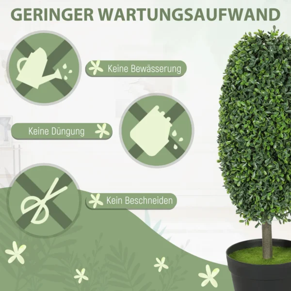 Set van 2 kunstmatige planten, uv bestendige kunstbomen in pot, kunststof, cement, groen 7