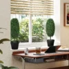 Set van 2 kunstmatige planten, uv bestendige kunstbomen in pot, kunststof, cement, groen 8