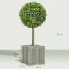 Set van 2 kunstplanten, uv bestendige kunstbomen in pot, geschikt voor binnen en buiten, kunststof, cement, groen 4