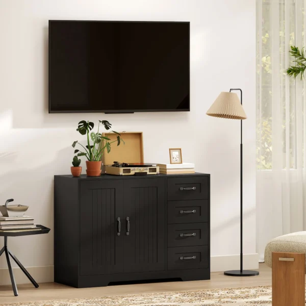 Sideboard, ladekast, moderne stijl, 4 laden, 1 kast, 105 x 40 x 76 cm, zwart 9