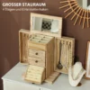 Sieradendoos, juwelendoos, 4 laags indeling, geïntegreerde spiegel, hout, bruin 5