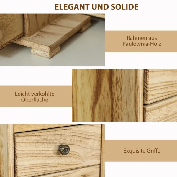 Sieradendoos, juwelendoos, 4 laags indeling, geïntegreerde spiegel, hout, bruin 7