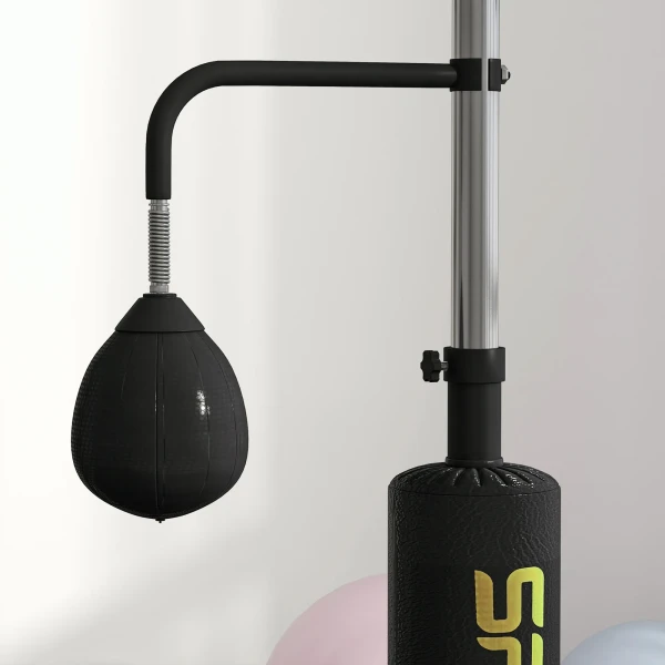 Sportnow boksstandaard, twee speedballen, draaibare boksstang, trapkussen, in hoogte verstelbaar, staal, 107 x 36 x 140 205 cm, zwart 9
