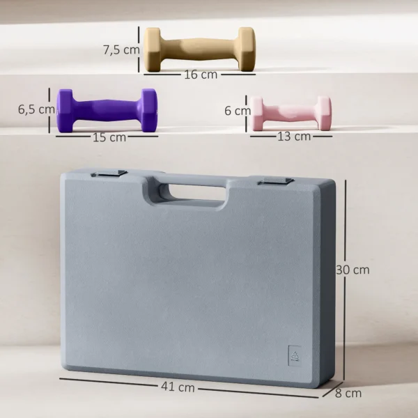 Sportnow halterset, 6 delige set halters met gewichten, korte halterset van staal, 1kg, 1,5kg, 2kg 4