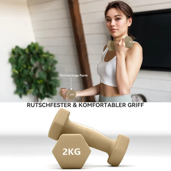 Sportnow halterset, 6 delige set halters met gewichten, korte halterset van staal, 1kg, 1,5kg, 2kg 6