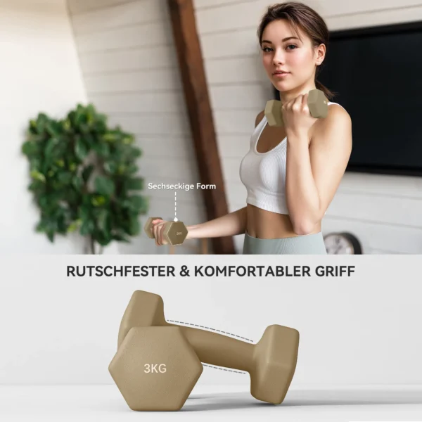 Sportnow halterset, 6 delige set halters met gewichten, korte halterset van staal, 1kg, 2kg, 3kg 6