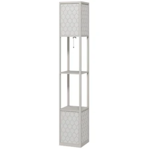 Staande lamp in modern design, 2 planken, trekkoordschakelaar, 26 cm x 26 cm x 156 cm, zwart + wit 1