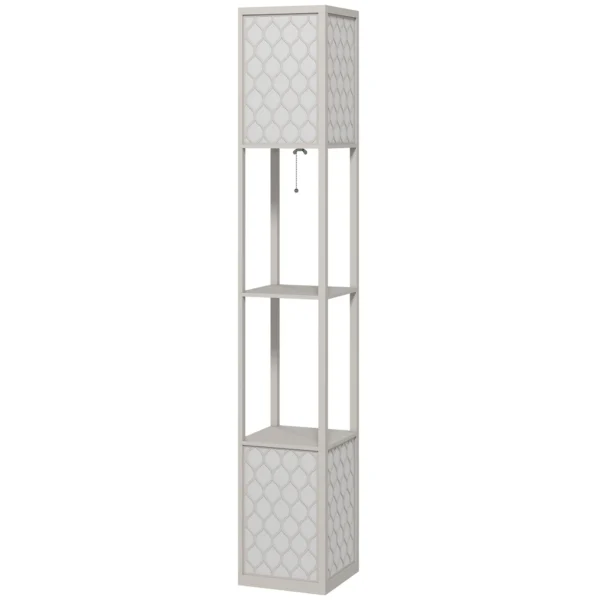 Staande lamp in modern design, 2 planken, trekkoordschakelaar, 26 cm x 26 cm x 156 cm, zwart + wit 1