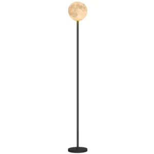 Staande lamp met maanvormige kap, voetschakelaar, 3 kleurtemperaturen, metaal, zwart 1