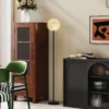 Staande lamp met maanvormige kap, voetschakelaar, 3 kleurtemperaturen, metaal, zwart 10
