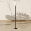 Staande lamp met maanvormige kap, voetschakelaar, 3 kleurtemperaturen, metaal, zwart 4
