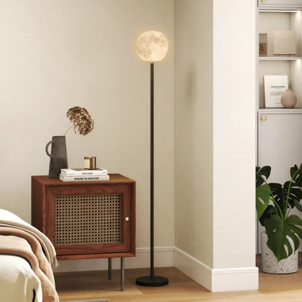 Staande lamp met maanvormige kap, voetschakelaar, 3 kleurtemperaturen, metaal, zwart 9