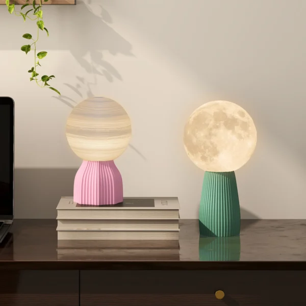 Tafellampenset in planeten design, 3 kleurig, usb, kunststof, wit 2