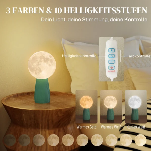 Tafellampenset in planeten design, 3 kleurig, usb, kunststof, wit 6