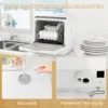 Tafelvaatwasser, mini vaatwasser met 6 liter tank, 5 programma's, led display, droogfunctie, wit 7