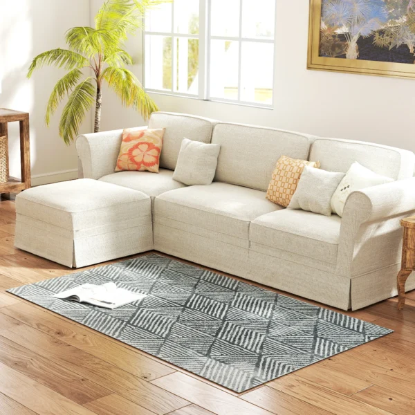 Tapijt woonkamertapijt in moderne stijl, wasbaar vloerkleed 150 x 80 cm donkergrijs 1