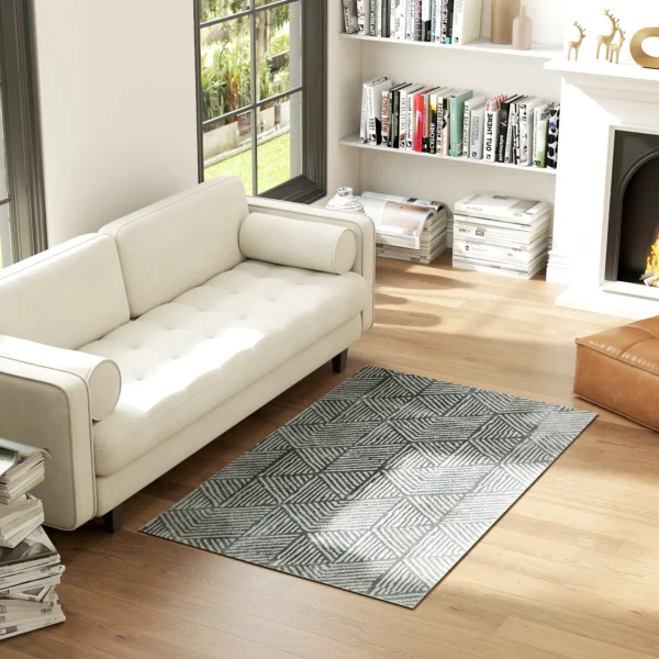 Tapijt woonkamertapijt in moderne stijl, wasbaar vloerkleed 150 x 80 cm donkergrijs 2