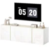 Tv meubel voor 65 inch televisie, tv kast met soft close deuren, aanpasbare planken, kabelgaten, voor woonkamer, wit 1