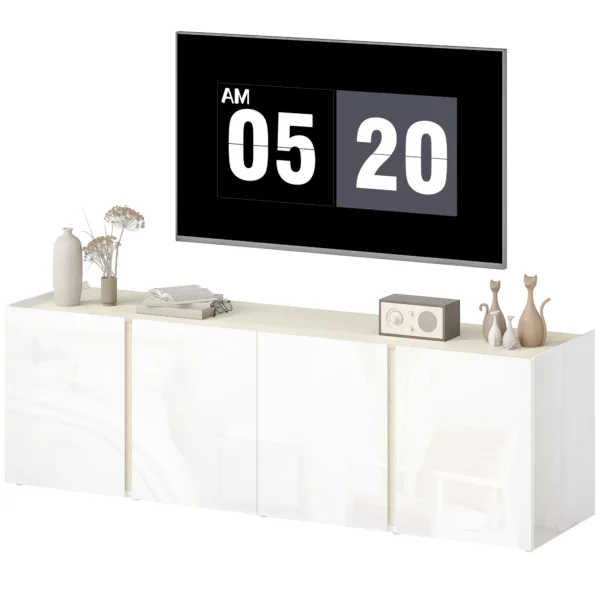 Tv meubel voor 65 inch televisie, tv kast met soft close deuren, aanpasbare planken, kabelgaten, voor woonkamer, wit 1