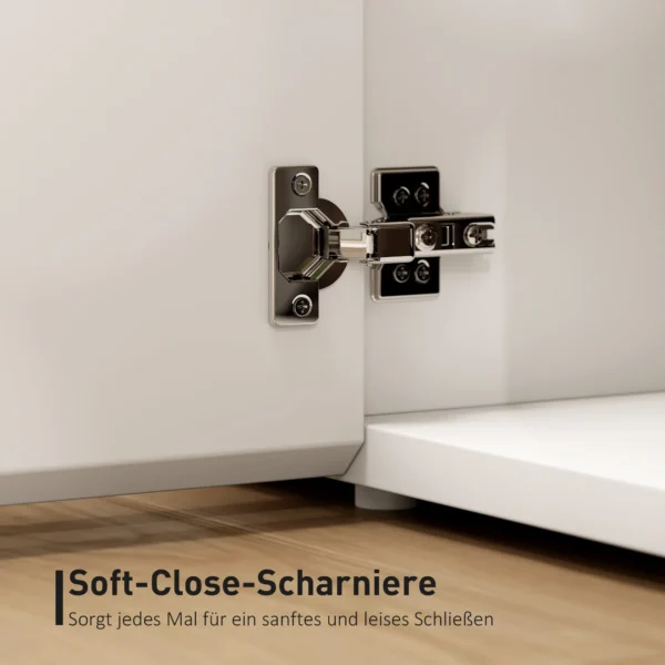 Tv meubel voor 65 inch televisie, tv kast met soft close deuren, aanpasbare planken, kabelgaten, voor woonkamer, wit 5