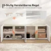 Tv meubel voor 65 inch televisie, tv kast met soft close deuren, aanpasbare planken, kabelgaten, voor woonkamer, wit 7
