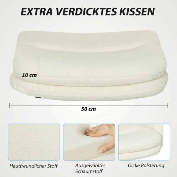 Verrijdbare bureaustoel met stoffen bekleding, armleuning, 5 wielen, draaibaar, crèmewit 5