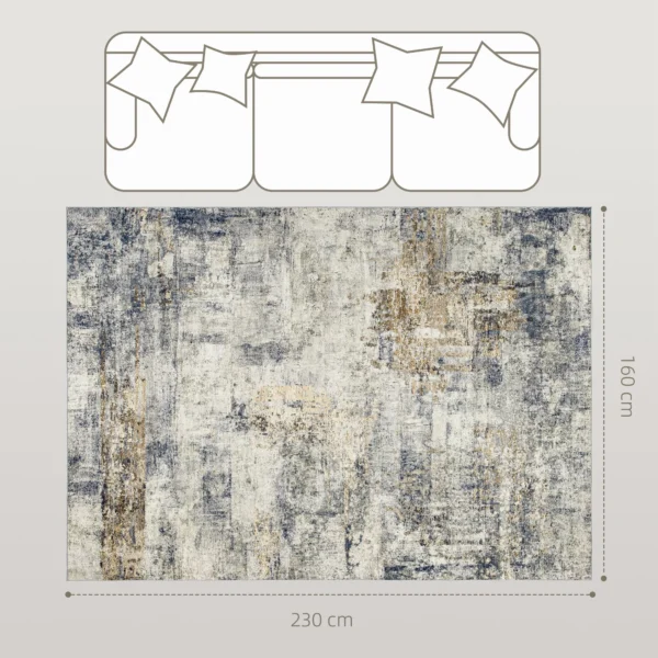 Woonkamertapijt, polyester, modern artistiek patroon, wasbaar, grijs 4