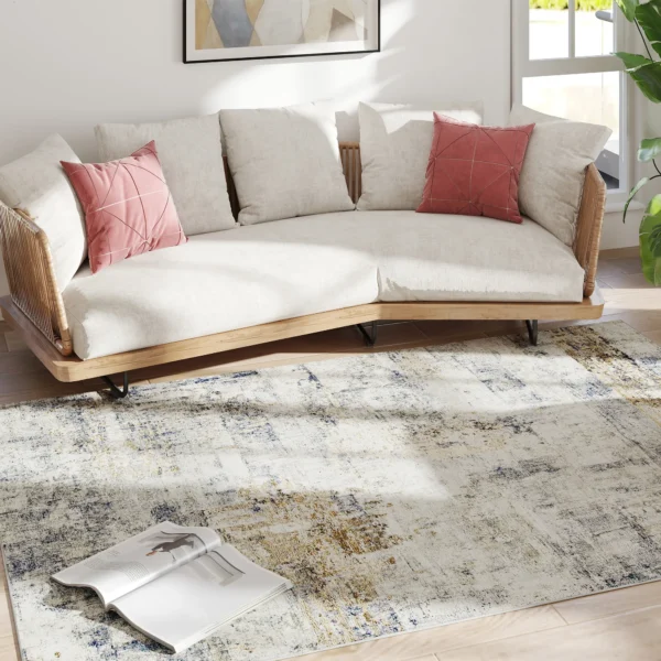 Woonkamertapijt, polyester, modern artistiek patroon, wasbaar, grijs 8
