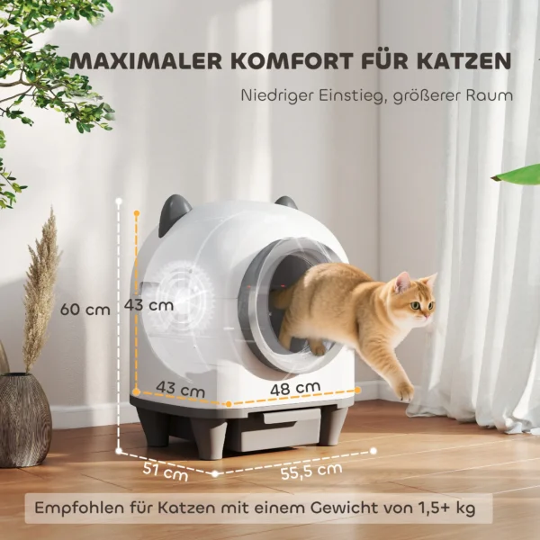 Zelfreinigende kattenbak met app besturing 80 l geurbestrijding voor meerdere katten 4