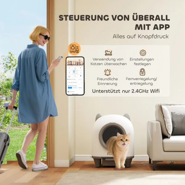 Zelfreinigende kattenbak met app besturing 80 l geurbestrijding voor meerdere katten 6