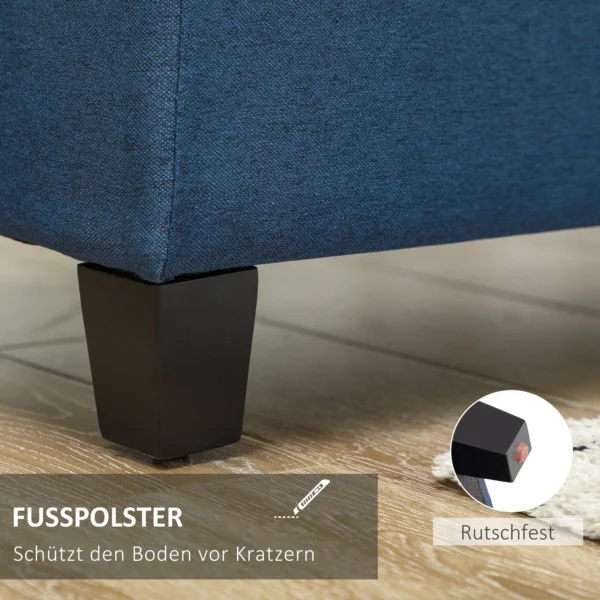 Zitbank met opbergruimte, ottomaanse, halbank, knoopstiksels, 125,1 cm x 48,9 cm x 41,3 cm, blauw 8