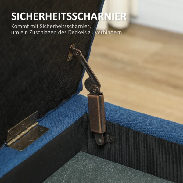 Zitbank met opbergruimte, ottomaanse, halbank, knoopstiksels, 125,1 cm x 48,9 cm x 41,3 cm, blauw 9