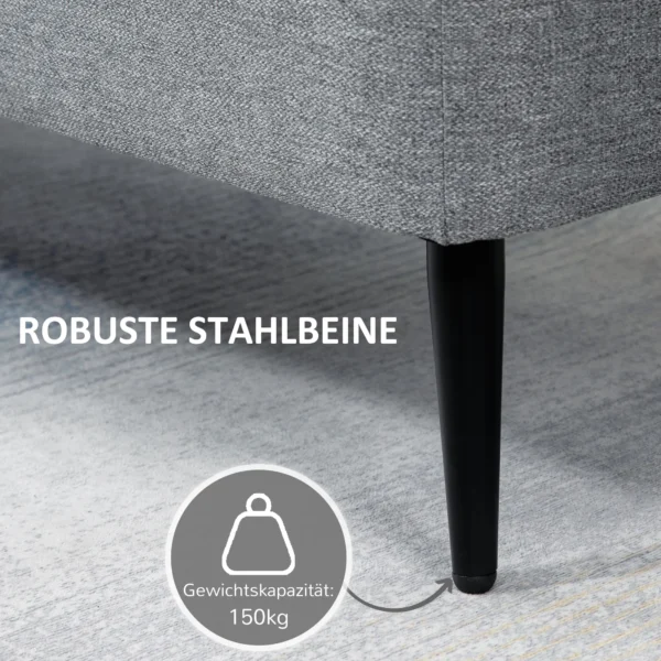 Zitbank, zitkist, gestoffeerde bank, linnenlook, tot 150kg, 101x38,5x44,5 cm, grijs 6