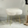 Zithocker, gestoffeerde hocker in klavervorm, stoffen bekleding, stalen poten, crèmewit 2