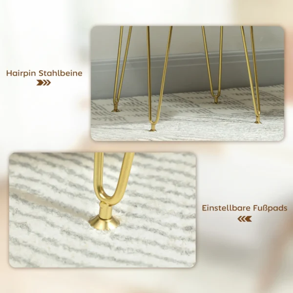 Zithocker, gestoffeerde hocker in klavervorm, stoffen bekleding, stalen poten, crèmewit 7