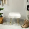 Zithocker, gestoffeerde hocker in klavervorm, stoffen bekleding, stalen poten, crèmewit 8