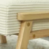 Zithocker hocker met zacht zitkussen houten poten voetenbankje met koordlook crème wit 10