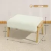 Zithocker hocker met zacht zitkussen houten poten voetenbankje met koordlook crème wit 4