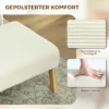 Zithocker hocker met zacht zitkussen houten poten voetenbankje met koordlook crème wit 6