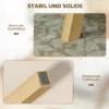 Zithocker hocker met zacht zitkussen houten poten voetenbankje met koordlook crème wit 7